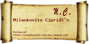 Milenkovits Ciprián névjegykártya